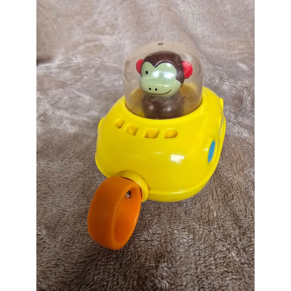 Skip Hop Zoo Monkey Submarine Bath Toy Yellow Pull String Wind Up Water Toy
